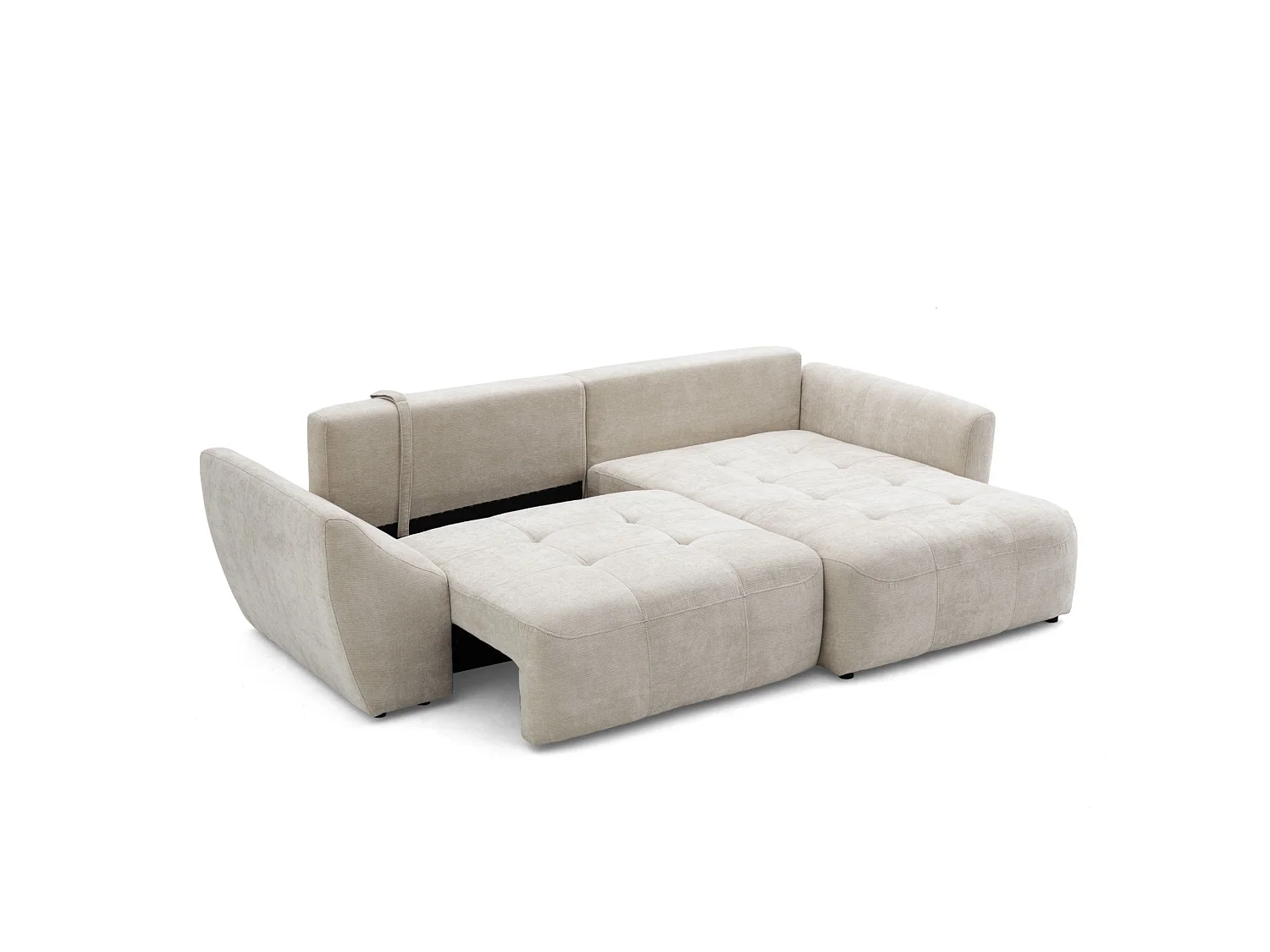 Canapé d'angle droit 3 places en tissu chenille beige NICE