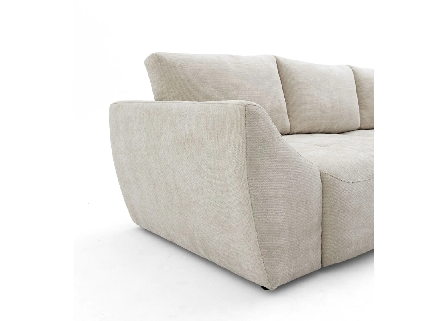 Canapé d'angle droit 3 places en tissu chenille beige NICE