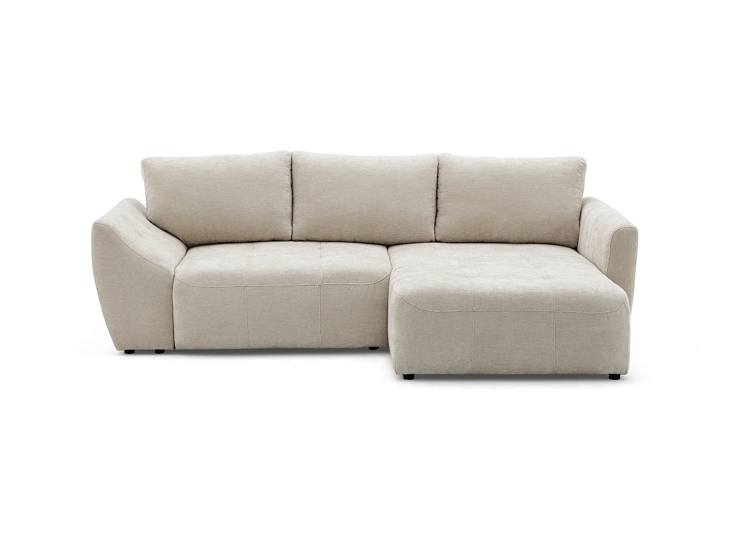 Canapé d'angle NICE L Droit avec fonction couchage 137x204 Chenille Beige