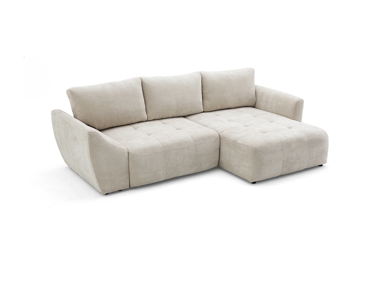 Canapé d'angle NICE L Droit avec fonction couchage 137x204 Chenille Beige