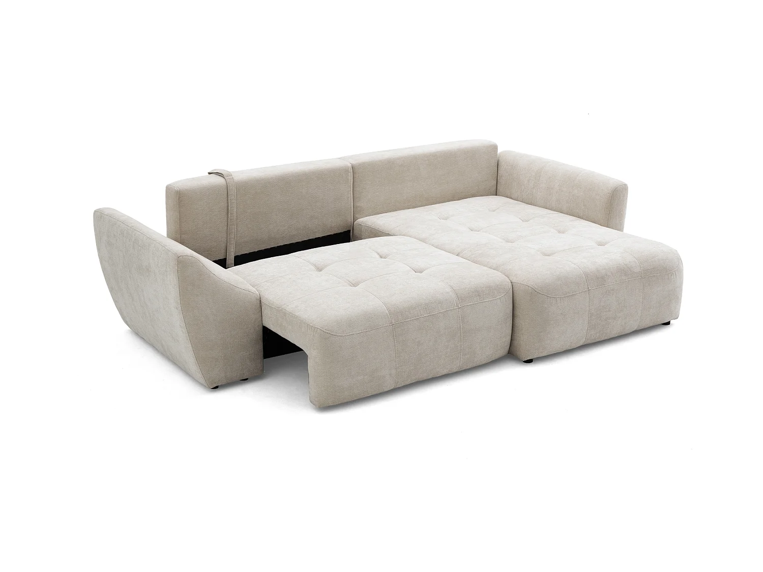 Canapé d'angle NICE L Droit avec fonction couchage 137x204 Chenille Beige