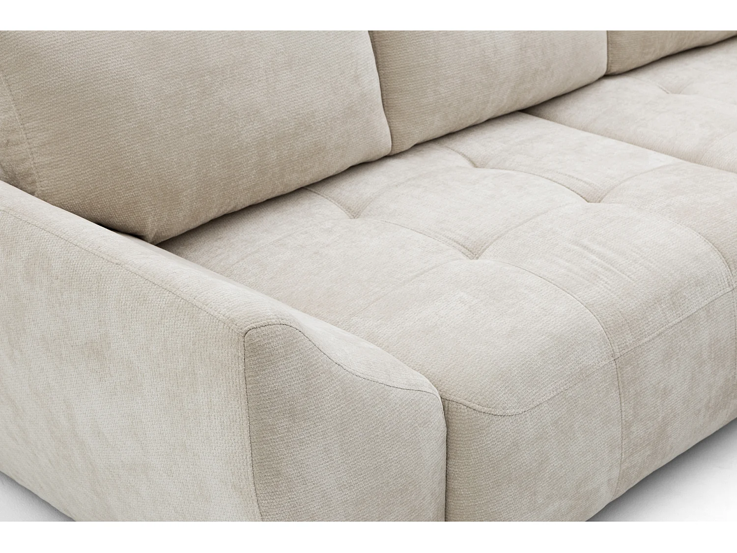 Canapé d'angle NICE L Droit avec fonction couchage 137x204 Chenille Beige