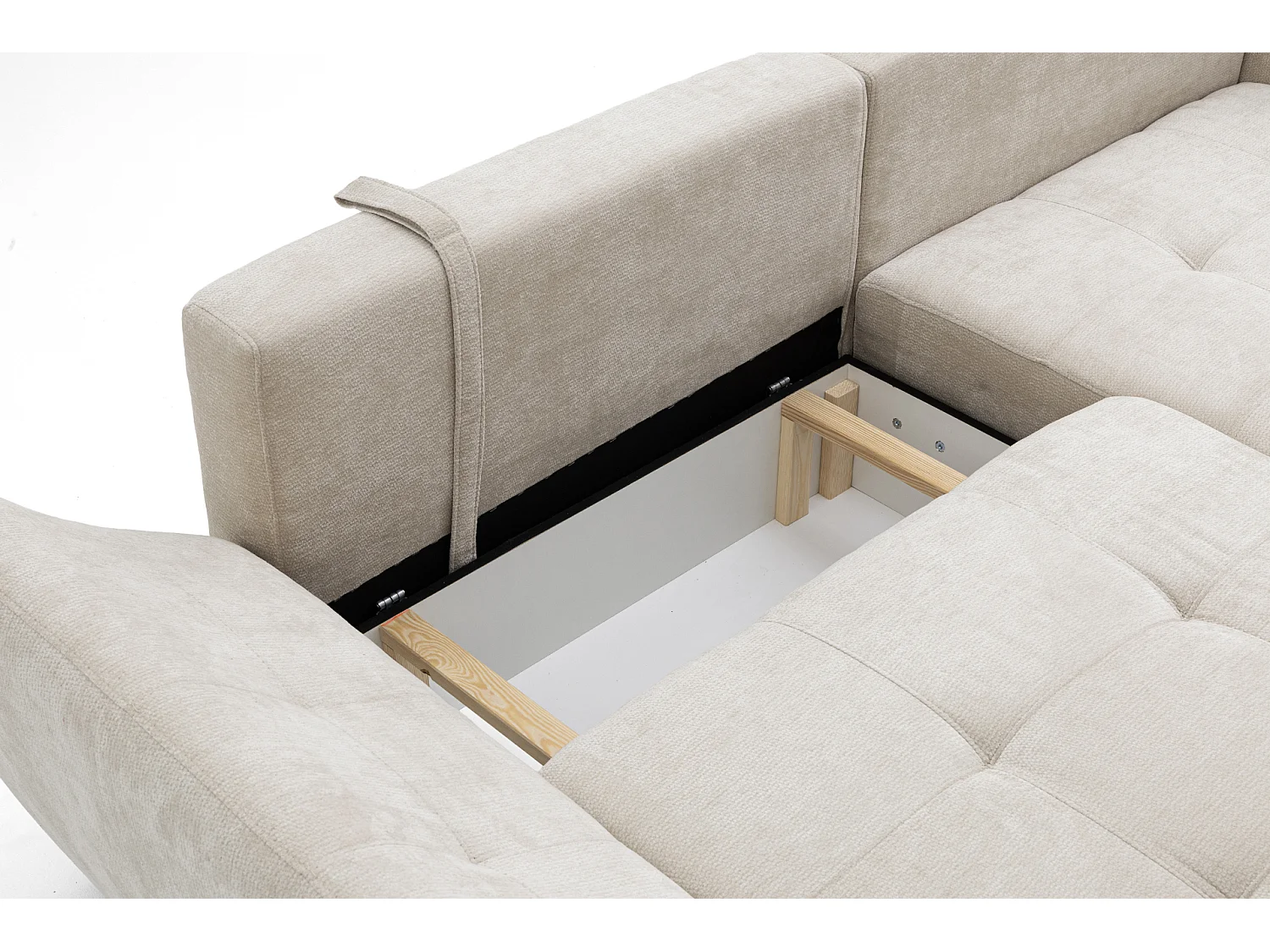 Canapé d'angle NICE L Droit avec fonction couchage 137x204 Chenille Beige