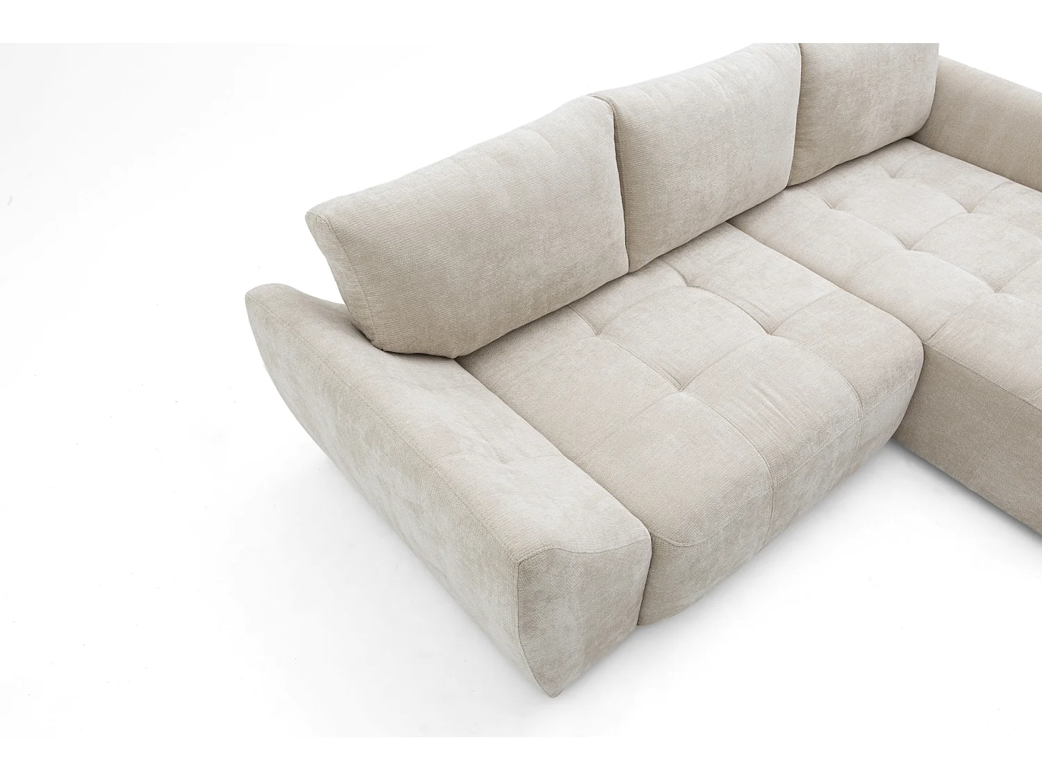 Canapé d'angle NICE L Droit avec fonction couchage 137x204 Chenille Beige