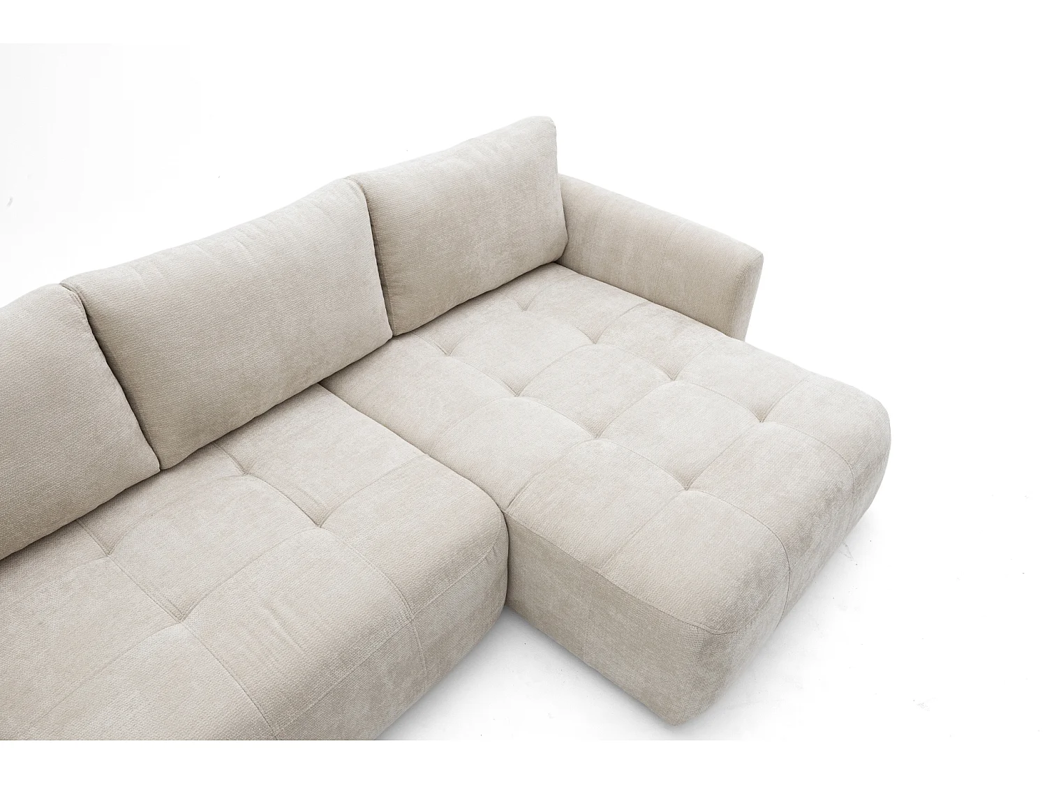 Canapé d'angle NICE L Droit avec fonction couchage 137x204 Chenille Beige