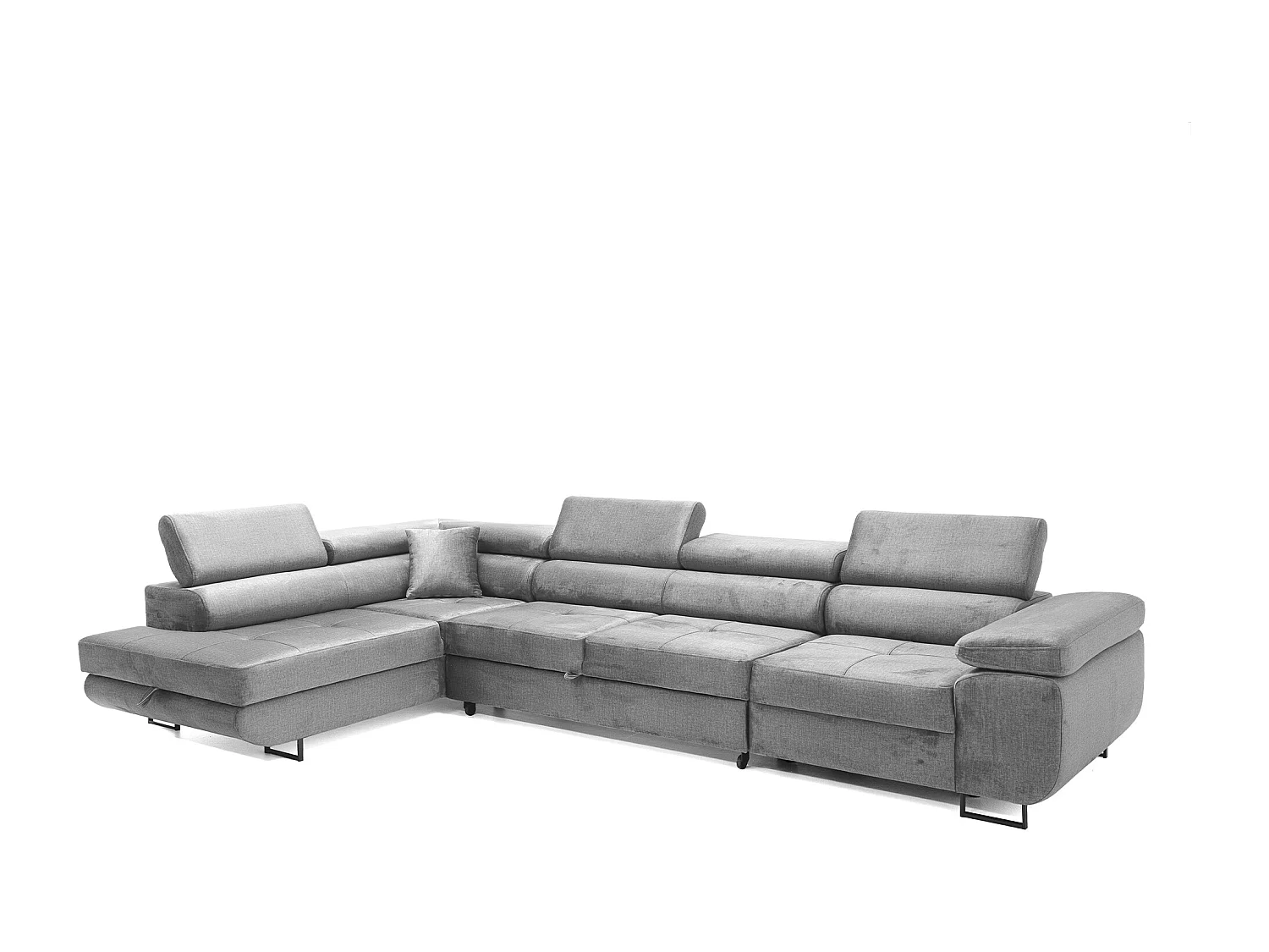 Hoekbank WILD MAXI L links met slaapfunctie 125x195 velours grijs