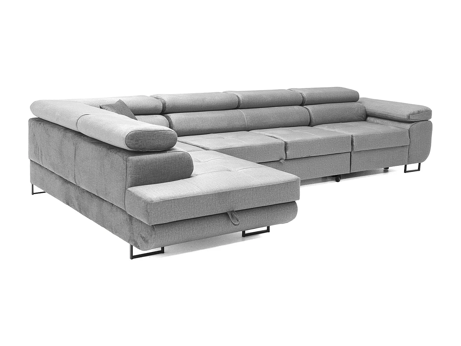 Hoekbank WILD MAXI L links met slaapfunctie 125x195 velours grijs