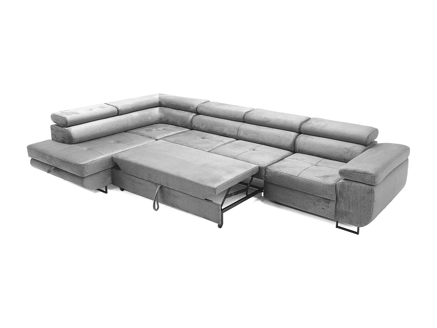Hoekbank WILD MAXI L links met slaapfunctie 125x195 velours grijs