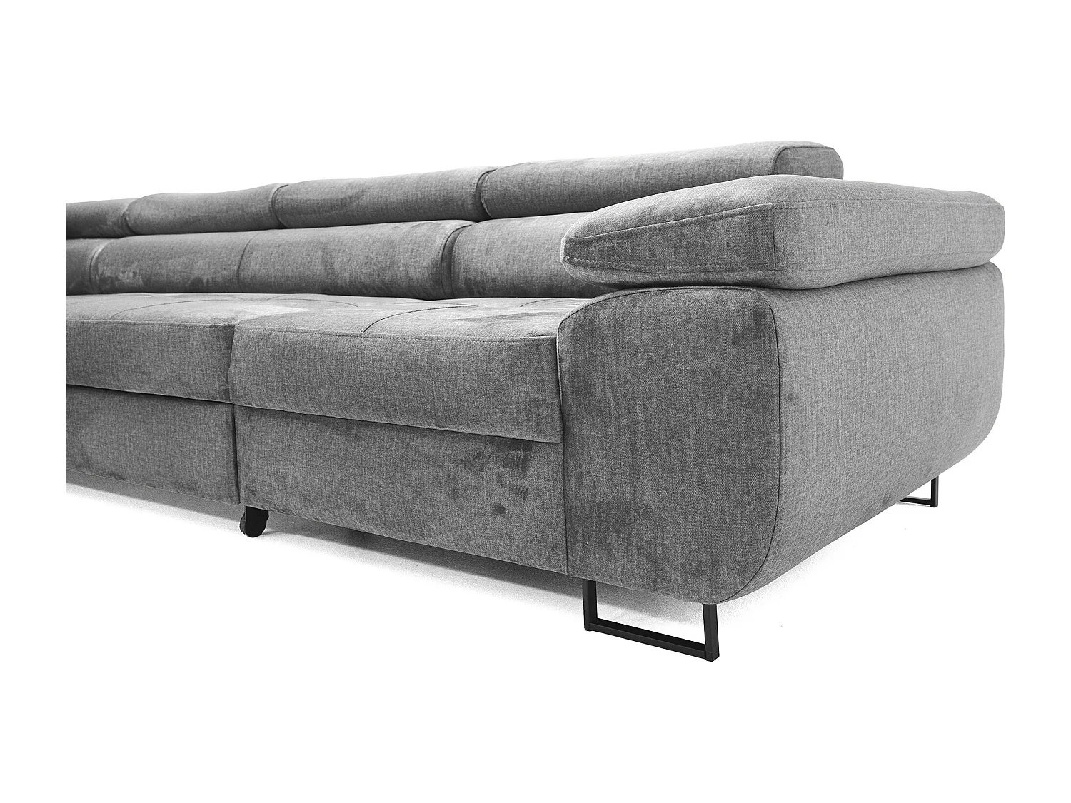 Hoekbank WILD MAXI L links met slaapfunctie 125x195 velours grijs