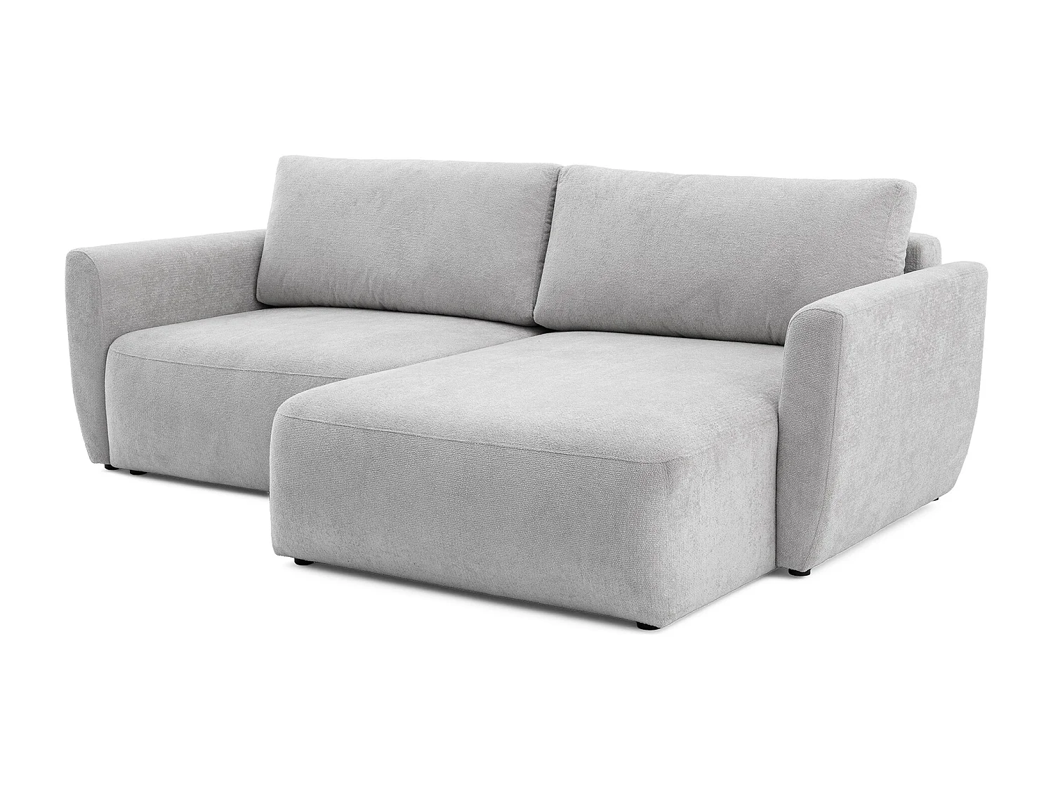Canapé d'angle BELLA L Droit avec fonction couchage 140x205 Velours Gris clair