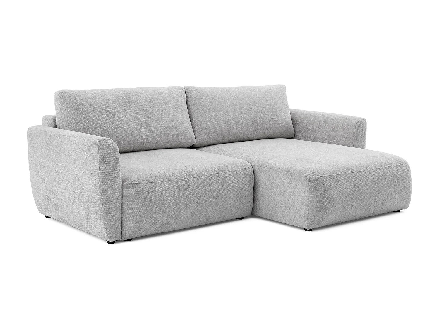 Canapé d'angle BELLA L Droit avec fonction couchage 140x205 Velours Gris clair