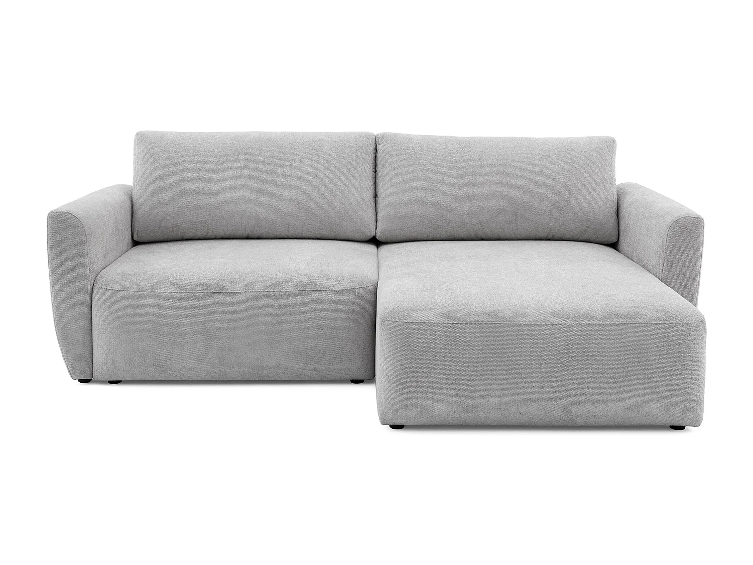 Canapé d'angle BELLA L Droit avec fonction couchage 140x205 Velours Gris clair