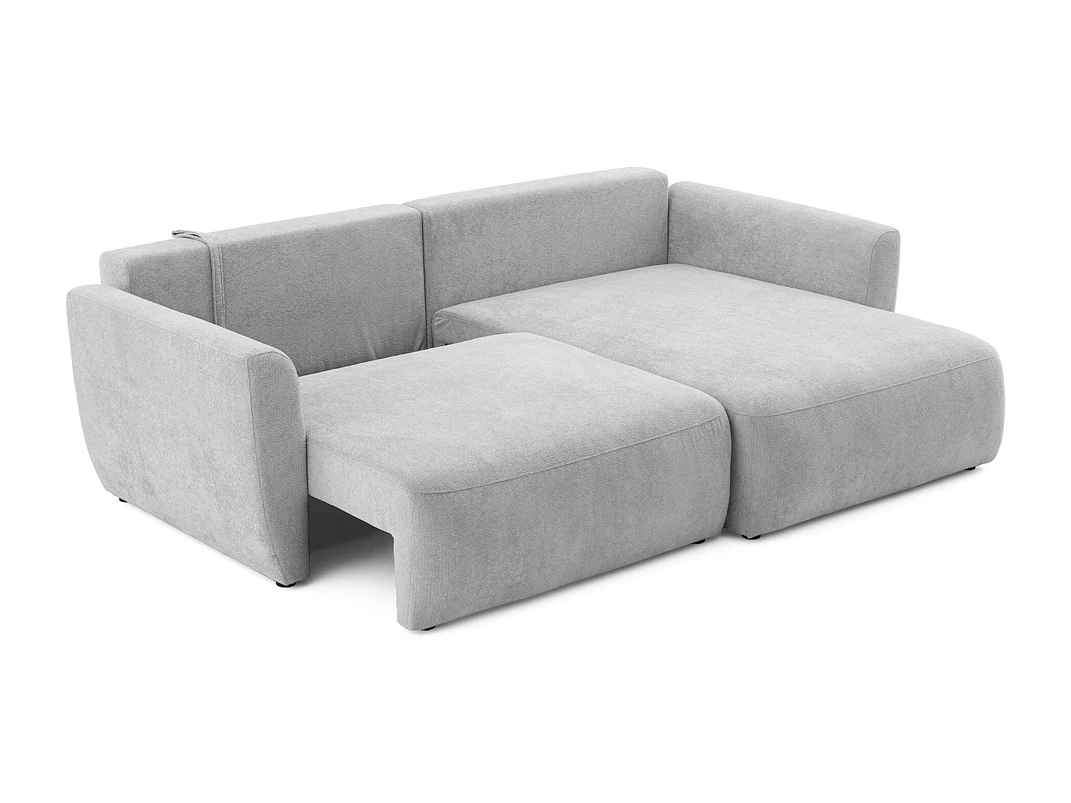 Canapé d'angle BELLA L Droit avec fonction couchage 140x205 Velours Gris clair