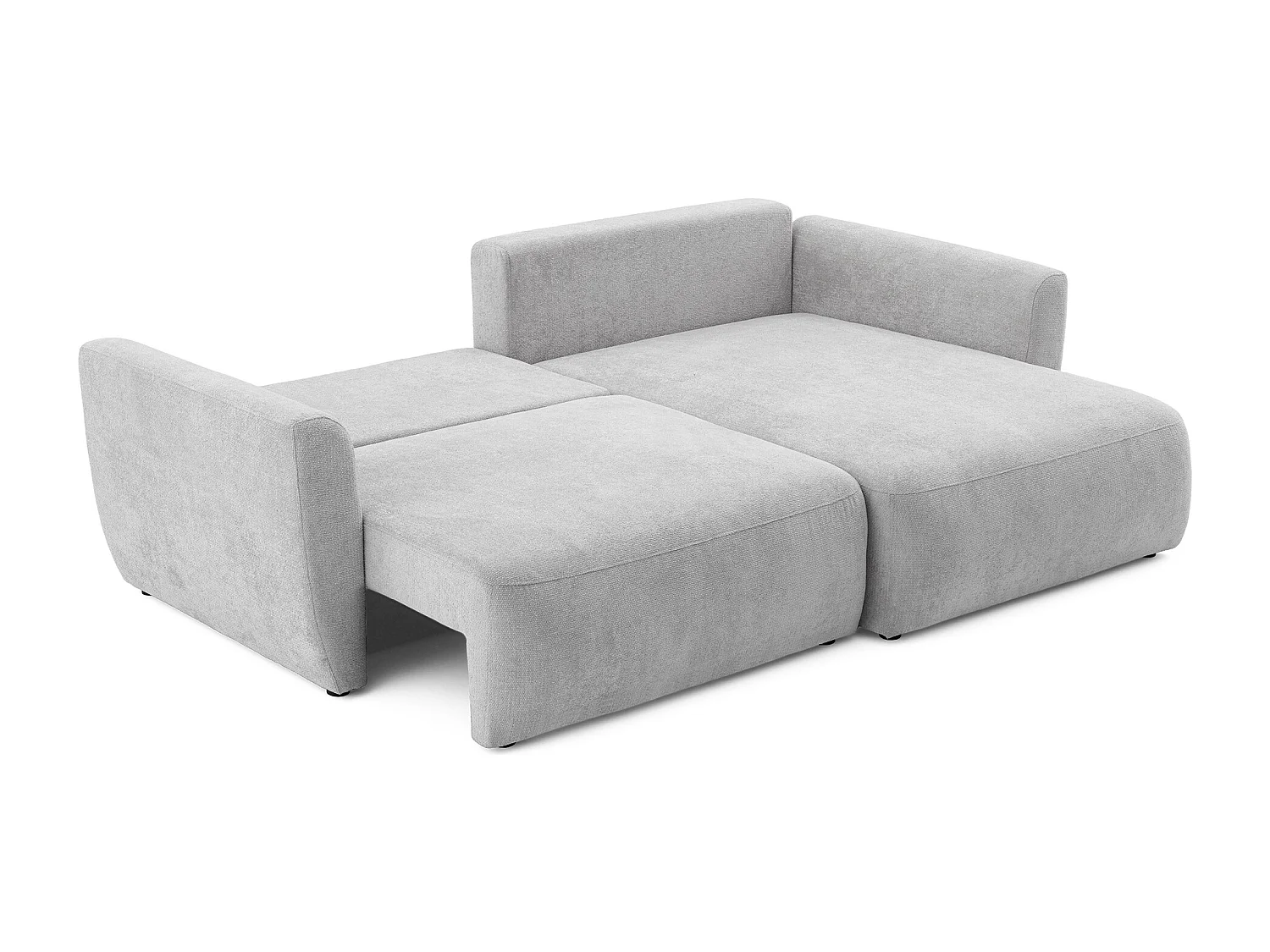 Canapé d'angle BELLA L Droit avec fonction couchage 140x205 Velours Gris clair