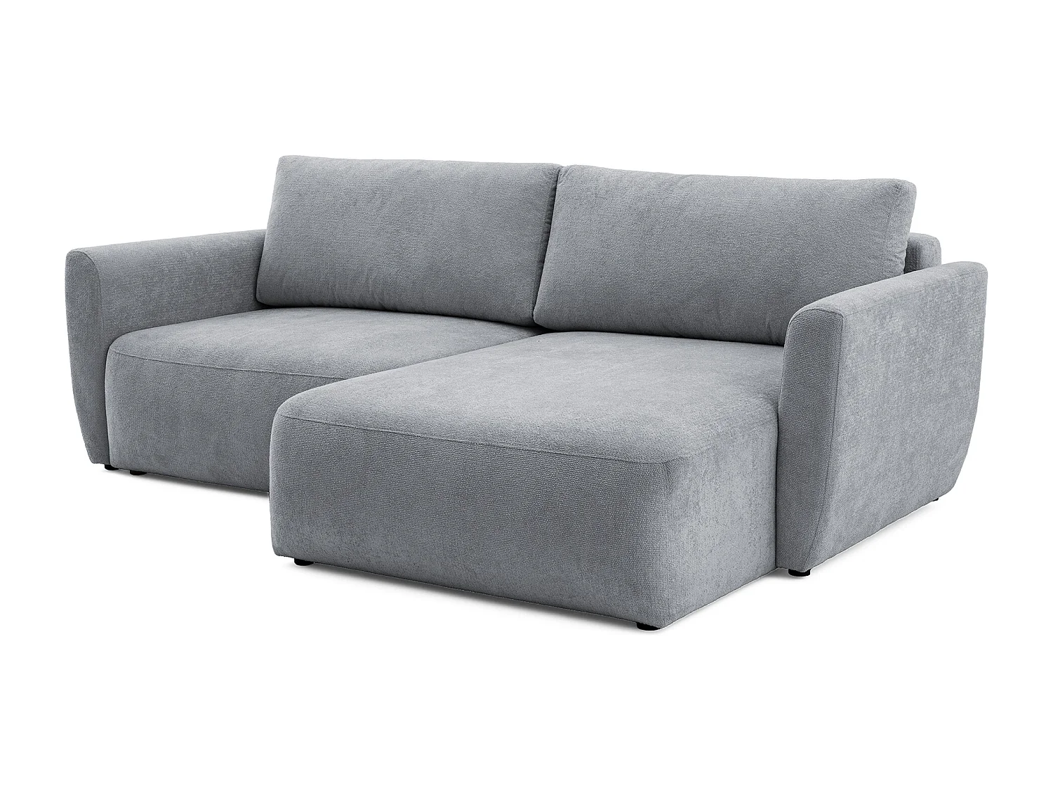 Canapé d'angle BELLA L Droit avec fonction couchage 140x205 Velours Gris
