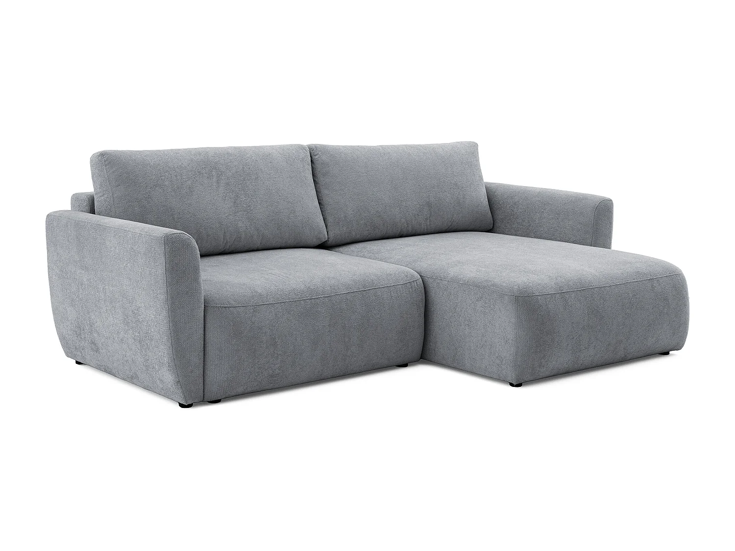Canapé d'angle BELLA L Droit avec fonction couchage 140x205 Velours Gris