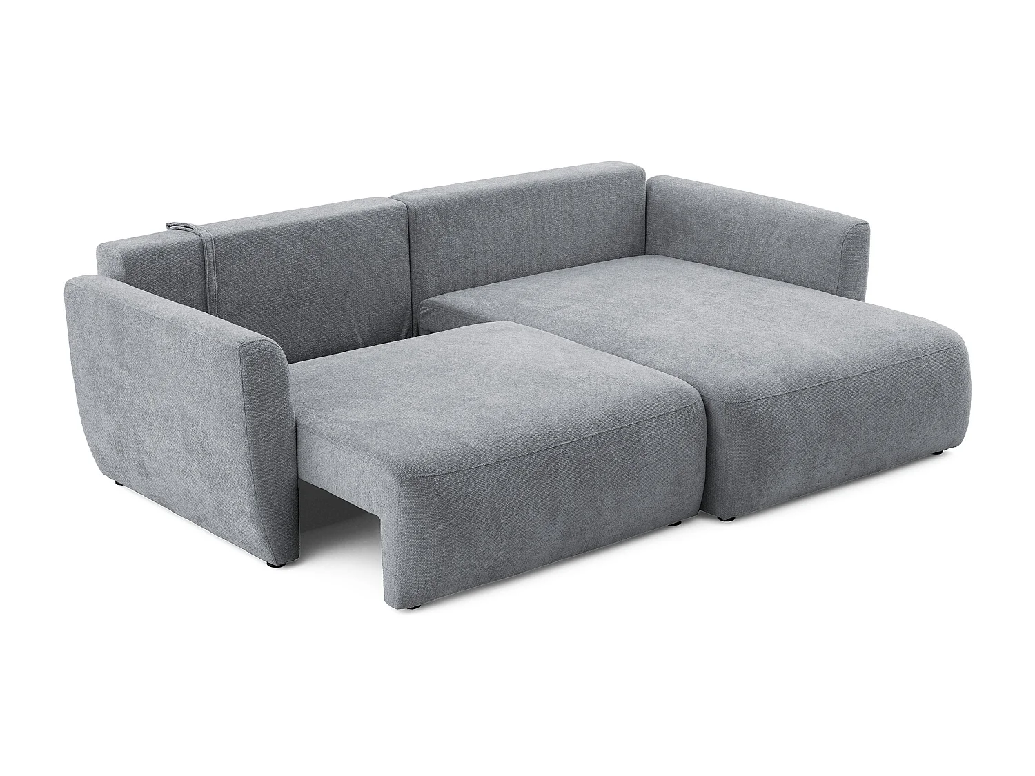 Canapé d'angle BELLA L Droit avec fonction couchage 140x205 Velours Gris