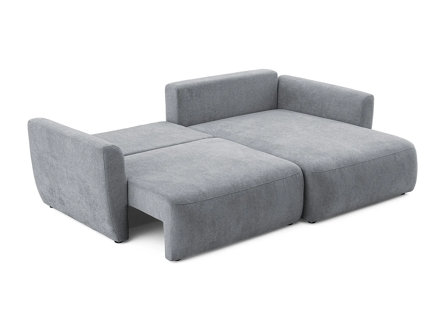 Canapé d'angle BELLA L Droit avec fonction couchage 140x205 Velours Gris