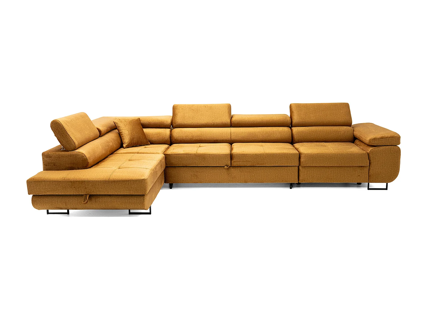 Hoekbank WILD MAXI L links met slaapfunctie 125x195 velours goud