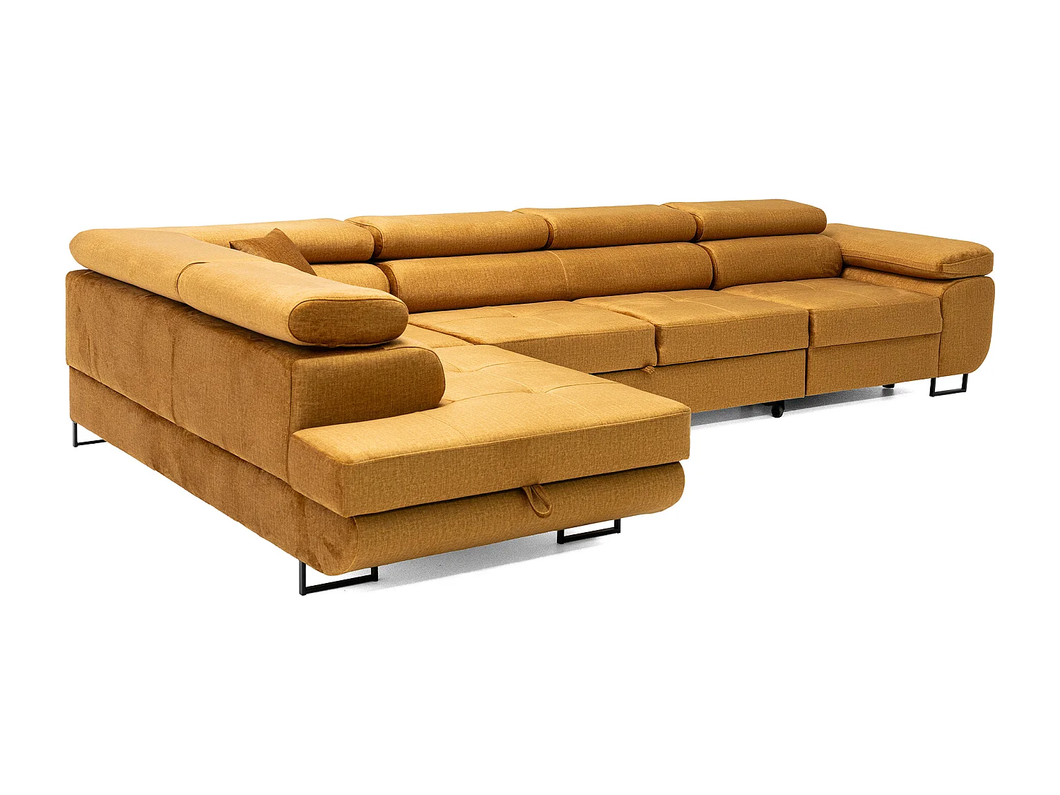 Hoekbank WILD MAXI L links met slaapfunctie 125x195 velours goud