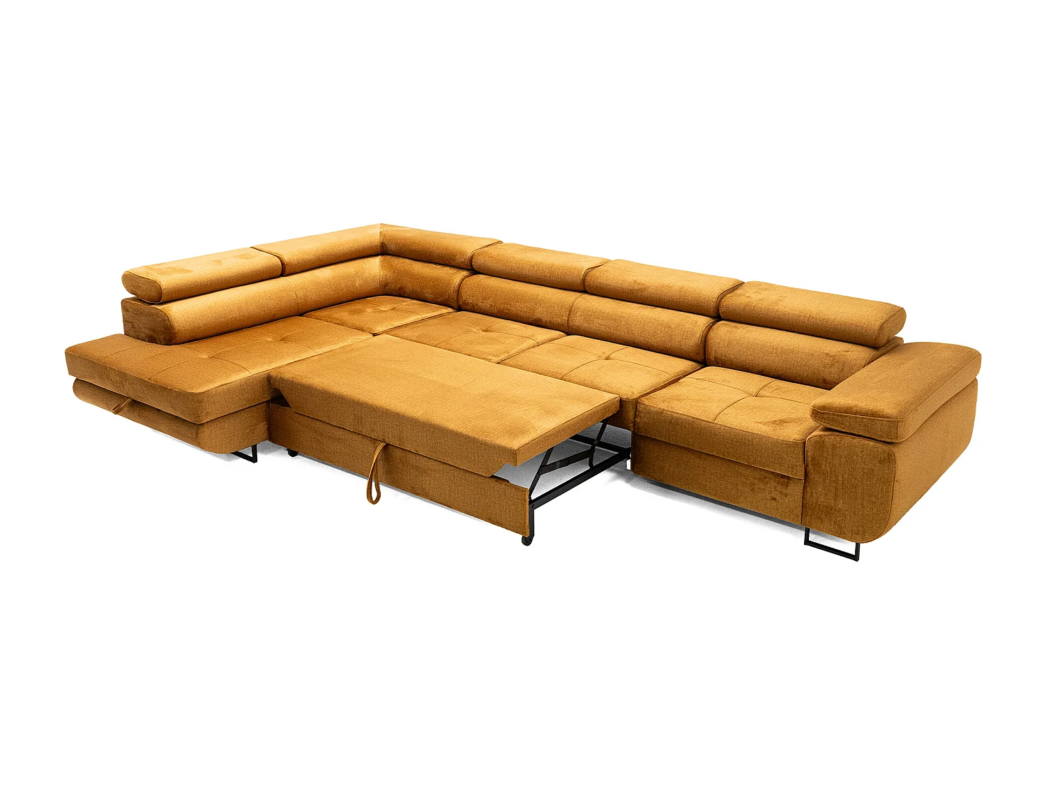 Hoekbank WILD MAXI L links met slaapfunctie 125x195 velours goud