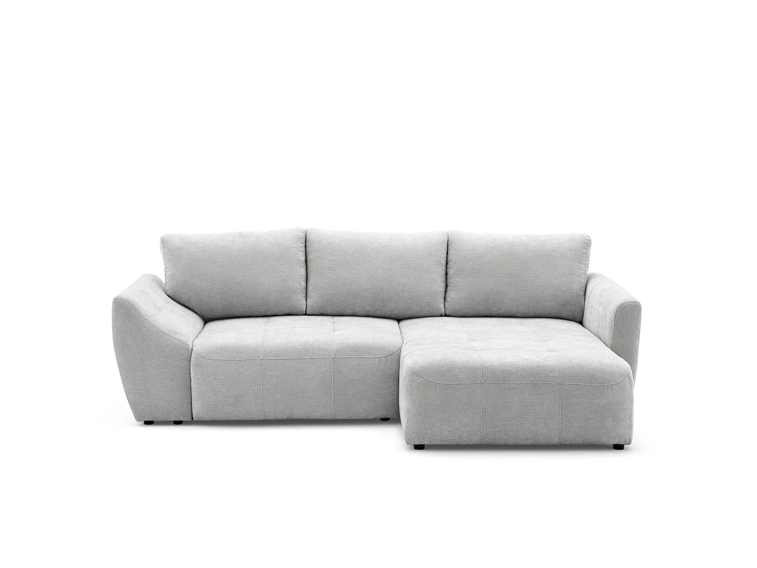 Canapé d'angle droit 3 places en tissu chenille gris clair NICE