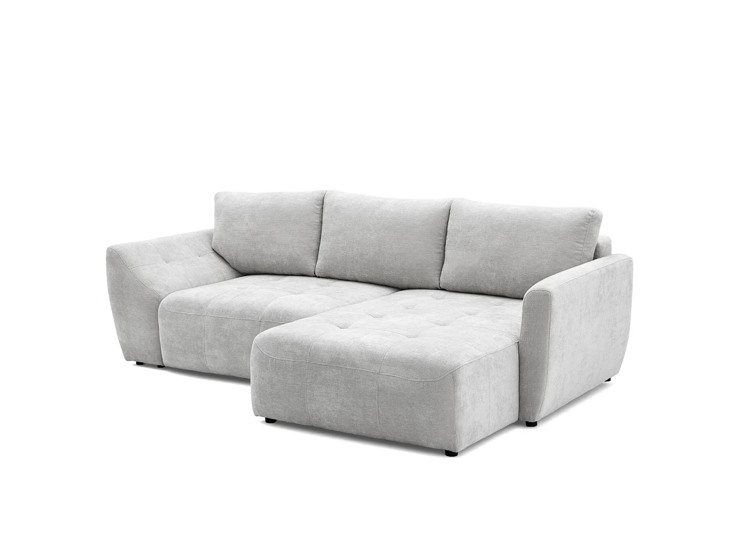Canapé d'angle droit 3 places en tissu chenille gris clair NICE