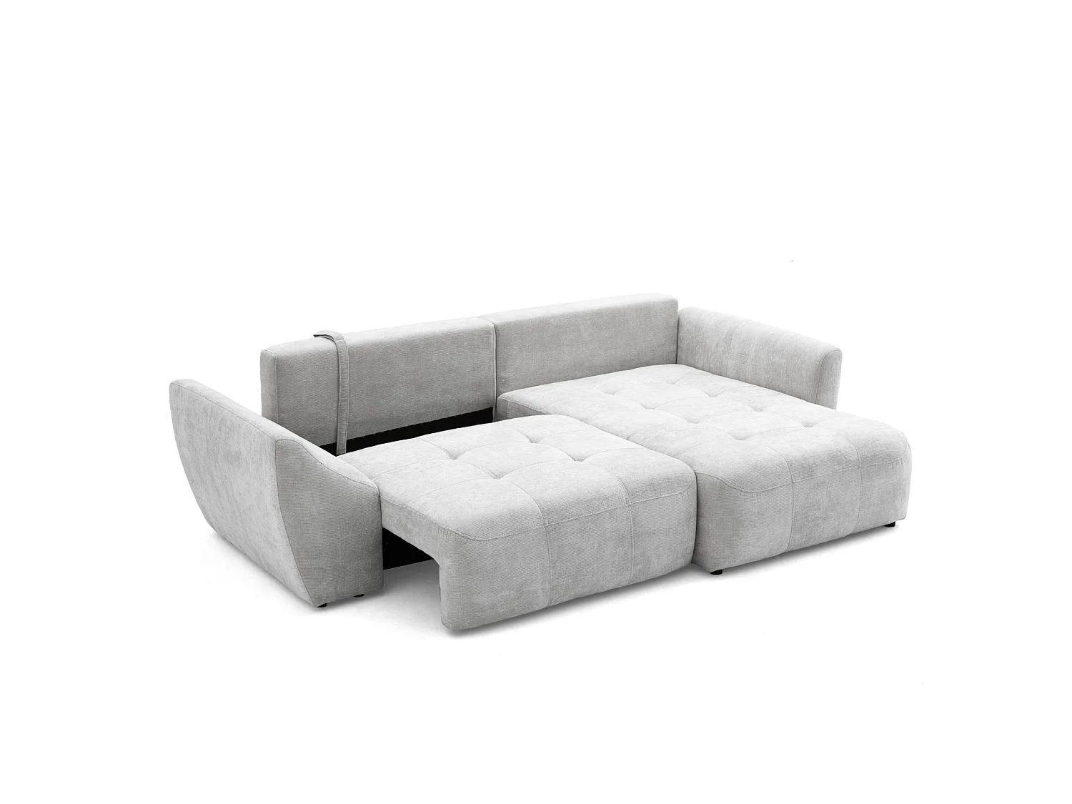 Canapé d'angle droit 3 places en tissu chenille gris clair NICE