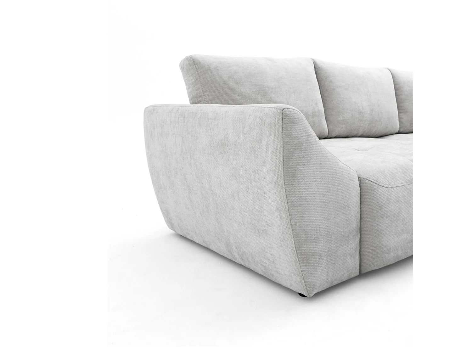 Canapé d'angle droit 3 places en tissu chenille gris clair NICE