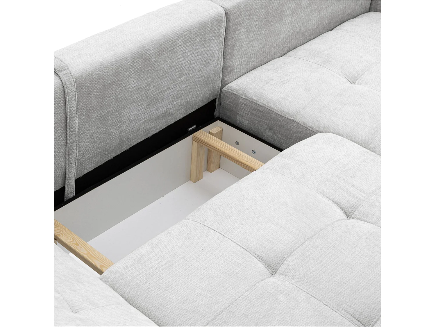 Canapé d'angle droit 3 places en tissu chenille gris clair NICE