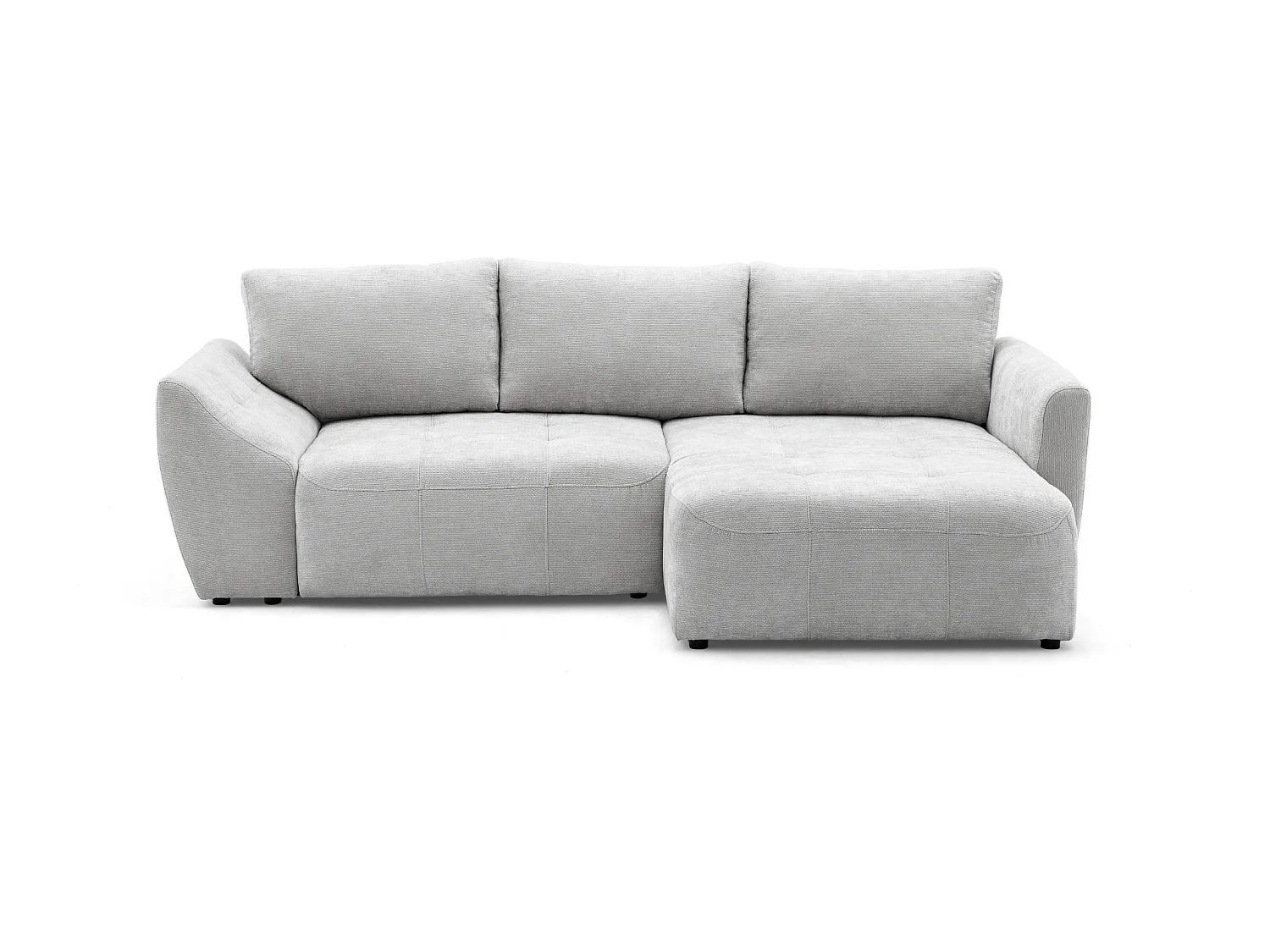 Canapé d'angle NICE L Droit avec fonction couchage 137x204 Chenille Gris clair
