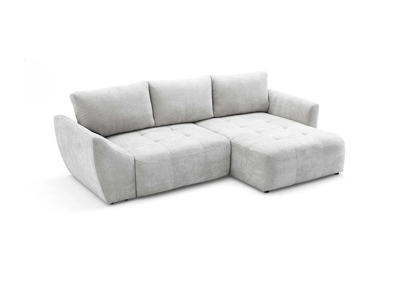 Canapé d'angle NICE L Droit avec fonction couchage 137x204 Chenille Gris clair
