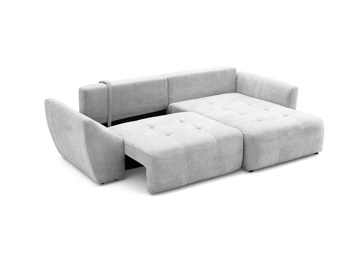 Canapé d'angle NICE L Droit avec fonction couchage 137x204 Chenille Gris clair