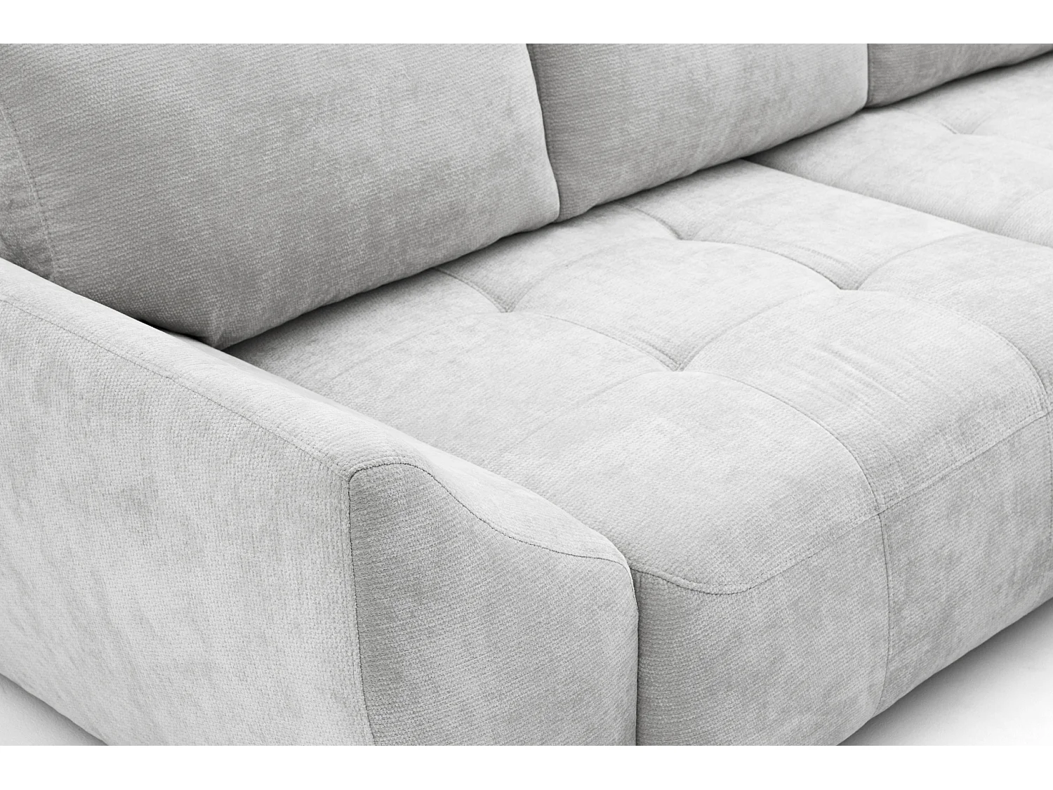 Canapé d'angle NICE L Droit avec fonction couchage 137x204 Chenille Gris clair