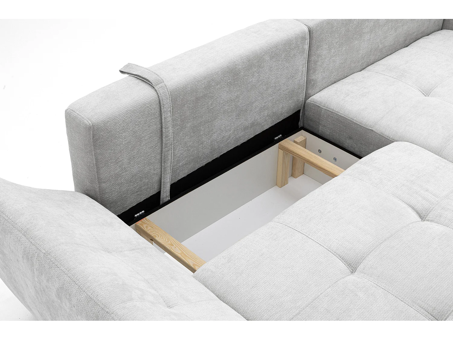 Canapé d'angle NICE L Droit avec fonction couchage 137x204 Chenille Gris clair