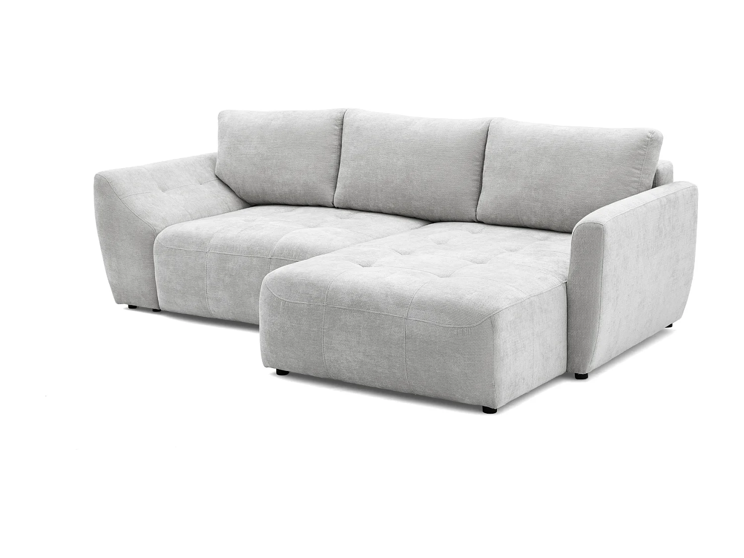 Canapé d'angle NICE L Droit avec fonction couchage 137x204 Chenille Gris clair
