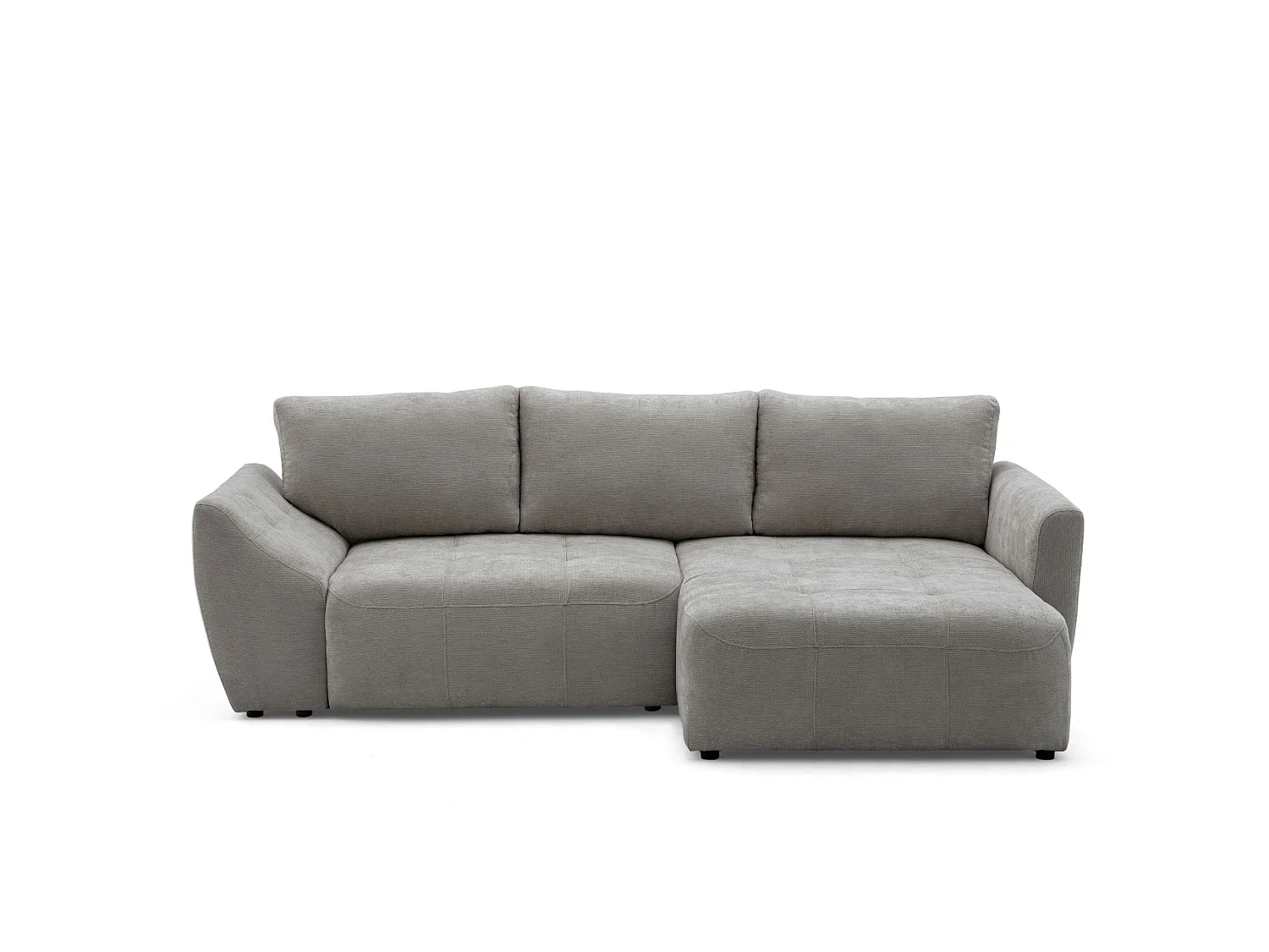 Canapé d'angle droit 3 places en tissu chenille gris NICE