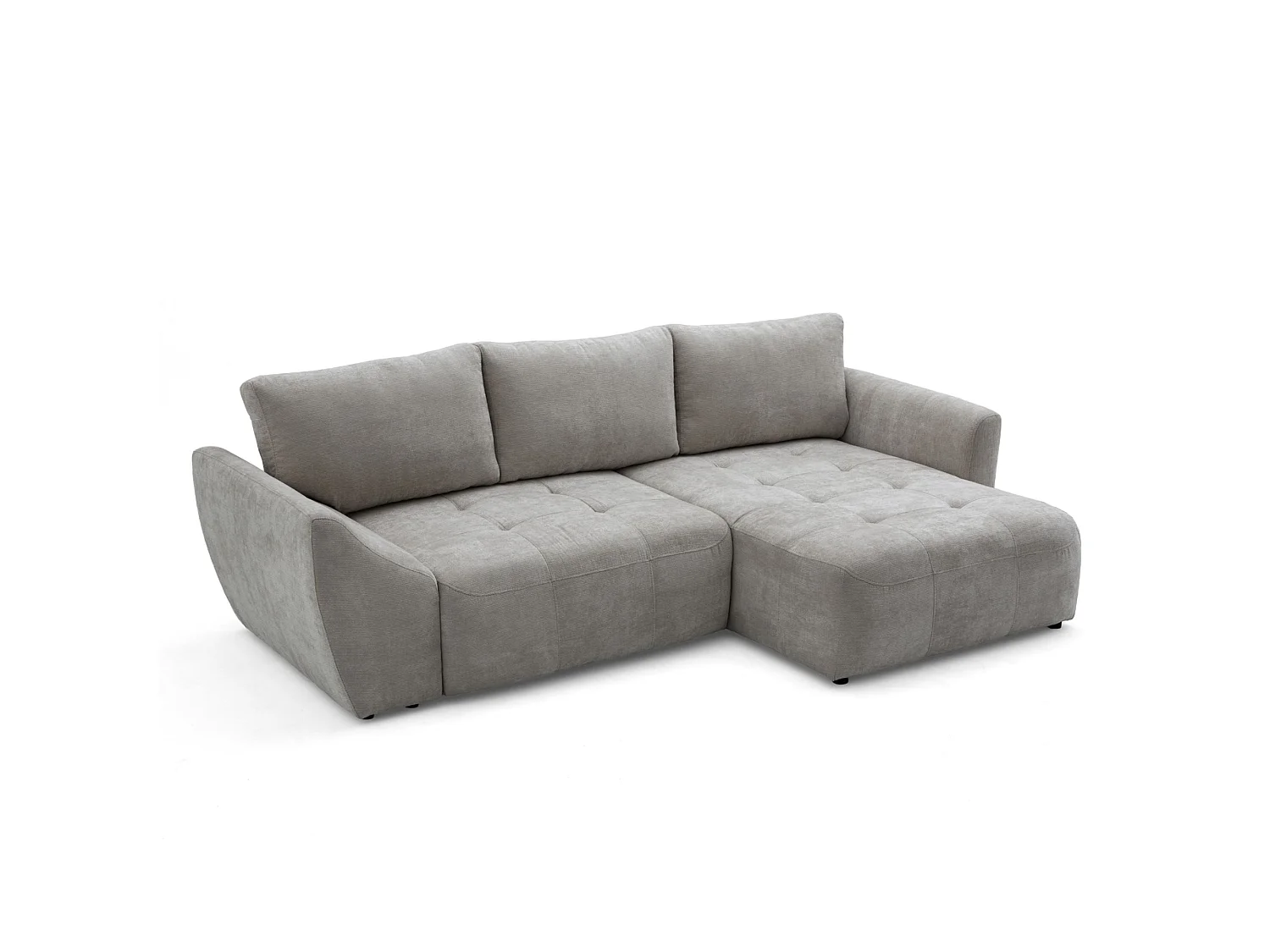 Canapé d'angle droit 3 places en tissu chenille gris NICE