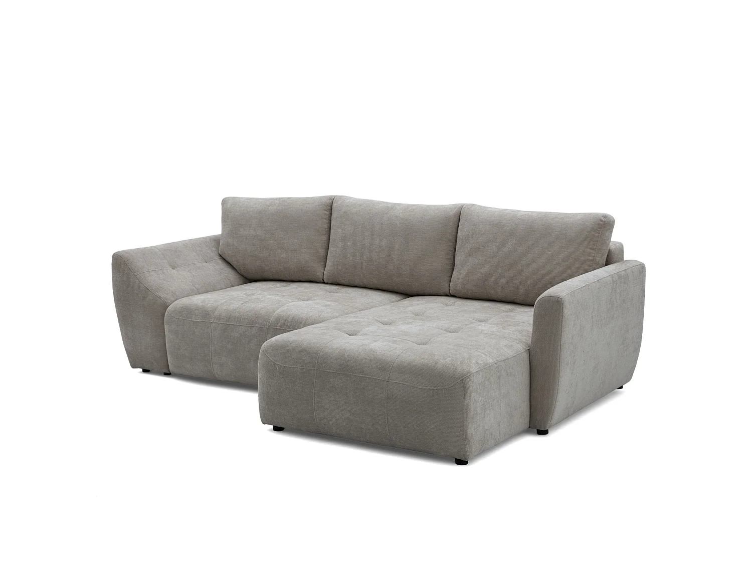 Canapé d'angle droit 3 places en tissu chenille gris NICE