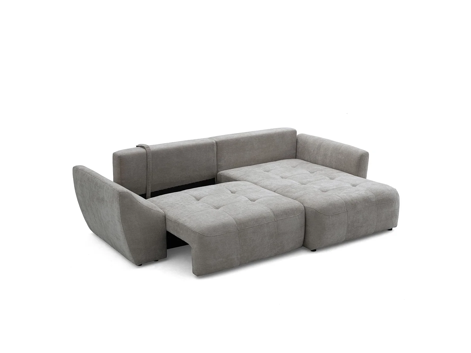 Canapé d'angle droit 3 places en tissu chenille gris NICE