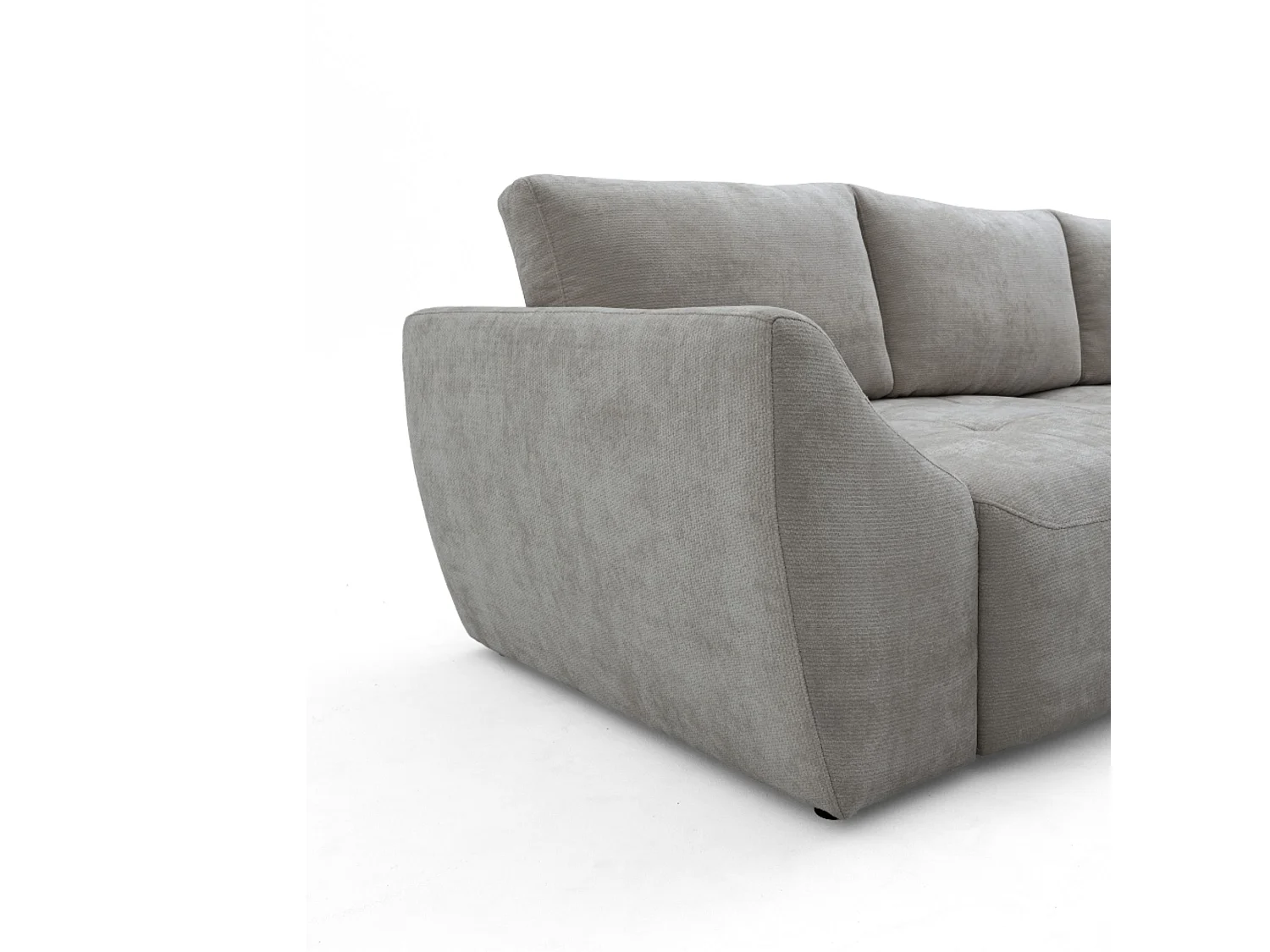 Canapé d'angle droit 3 places en tissu chenille gris NICE