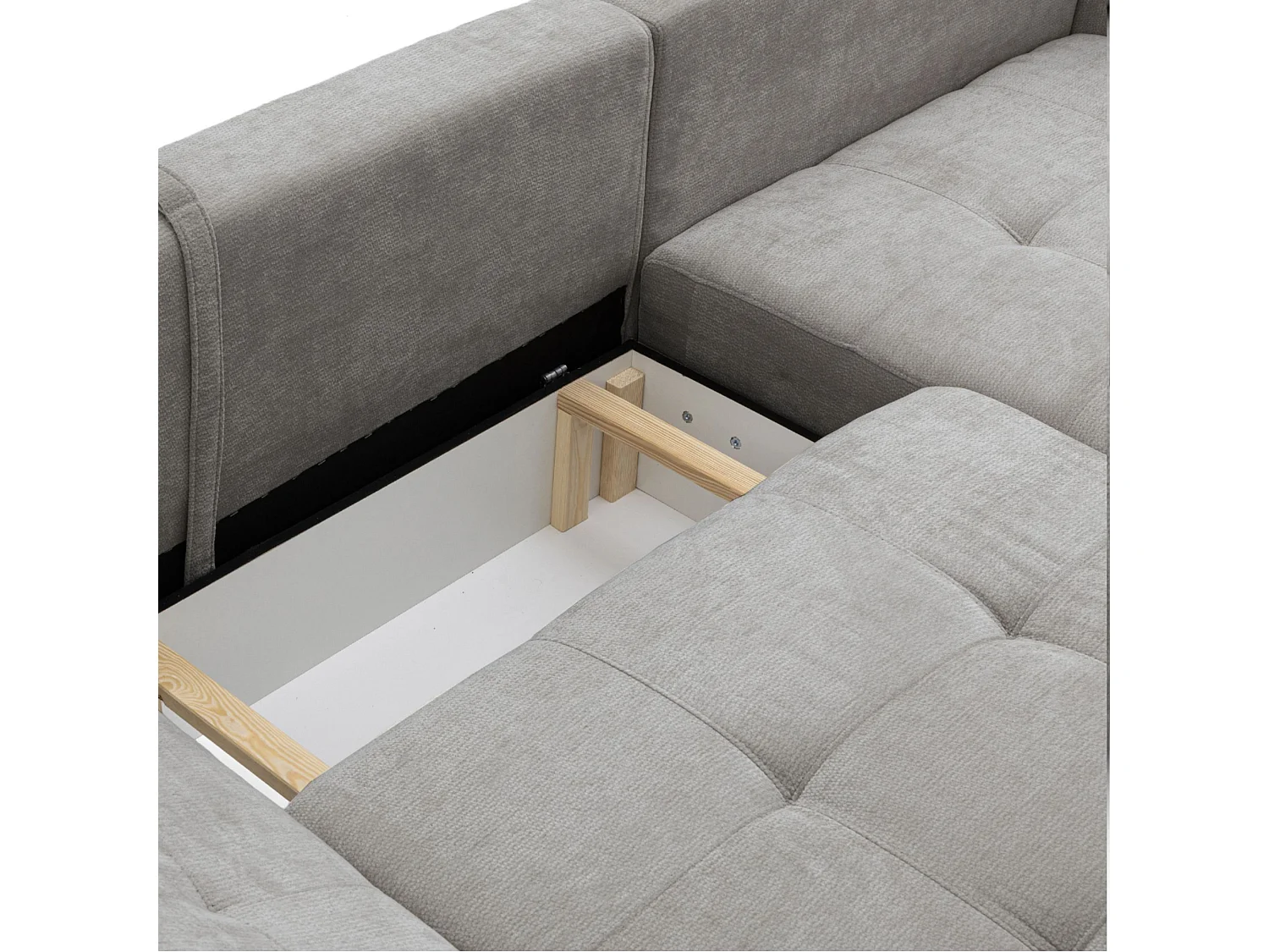 Canapé d'angle droit 3 places en tissu chenille gris NICE