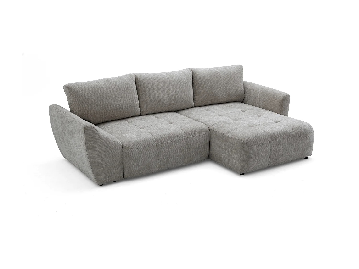 Canapé d'angle NICE L Droit avec fonction couchage 137x204 Chenille Gris