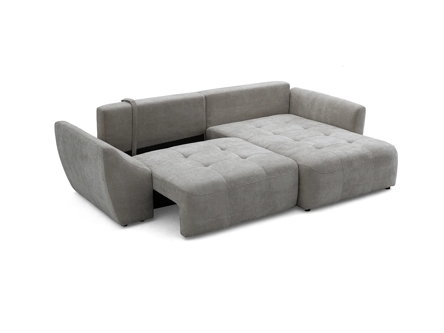 Canapé d'angle NICE L Droit avec fonction couchage 137x204 Chenille Gris