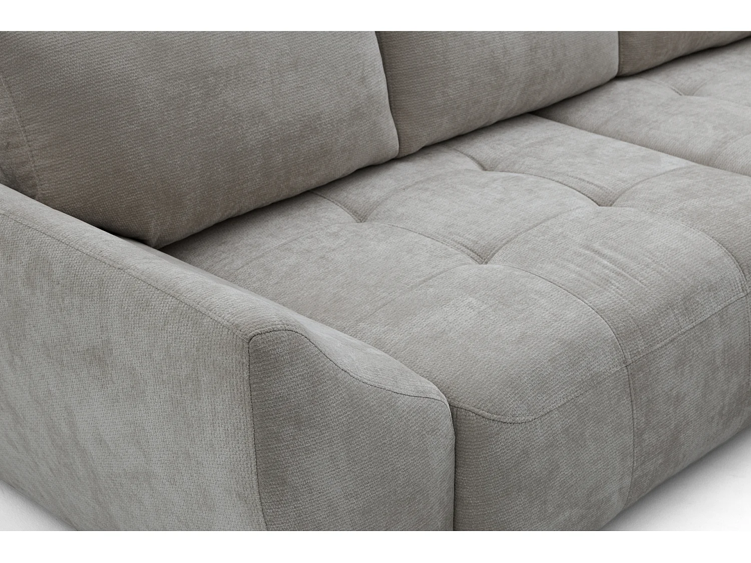 Canapé d'angle NICE L Droit avec fonction couchage 137x204 Chenille Gris