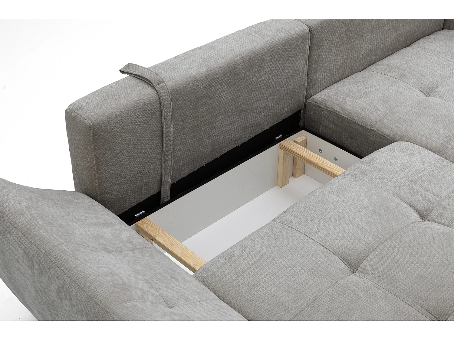Canapé d'angle NICE L Droit avec fonction couchage 137x204 Chenille Gris