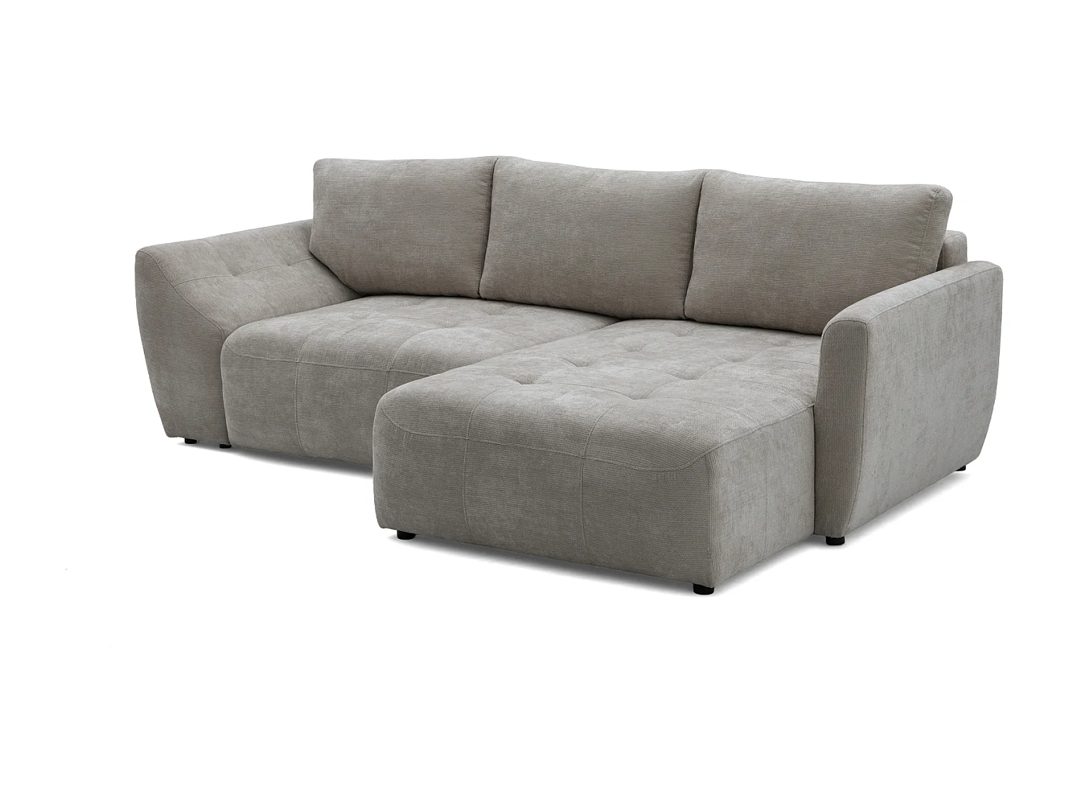 Canapé d'angle NICE L Droit avec fonction couchage 137x204 Chenille Gris