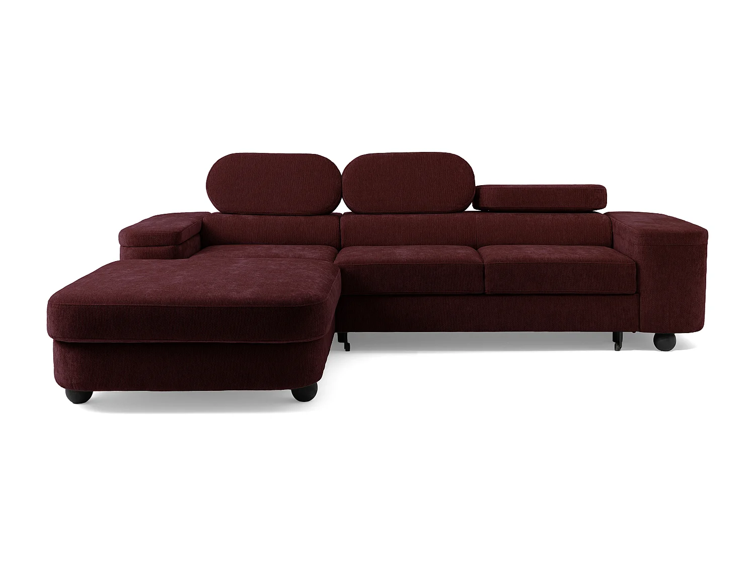 Canapé d'angle LOVE L Gauche avec fonction couchage 124x210 Chenille Bordeaux