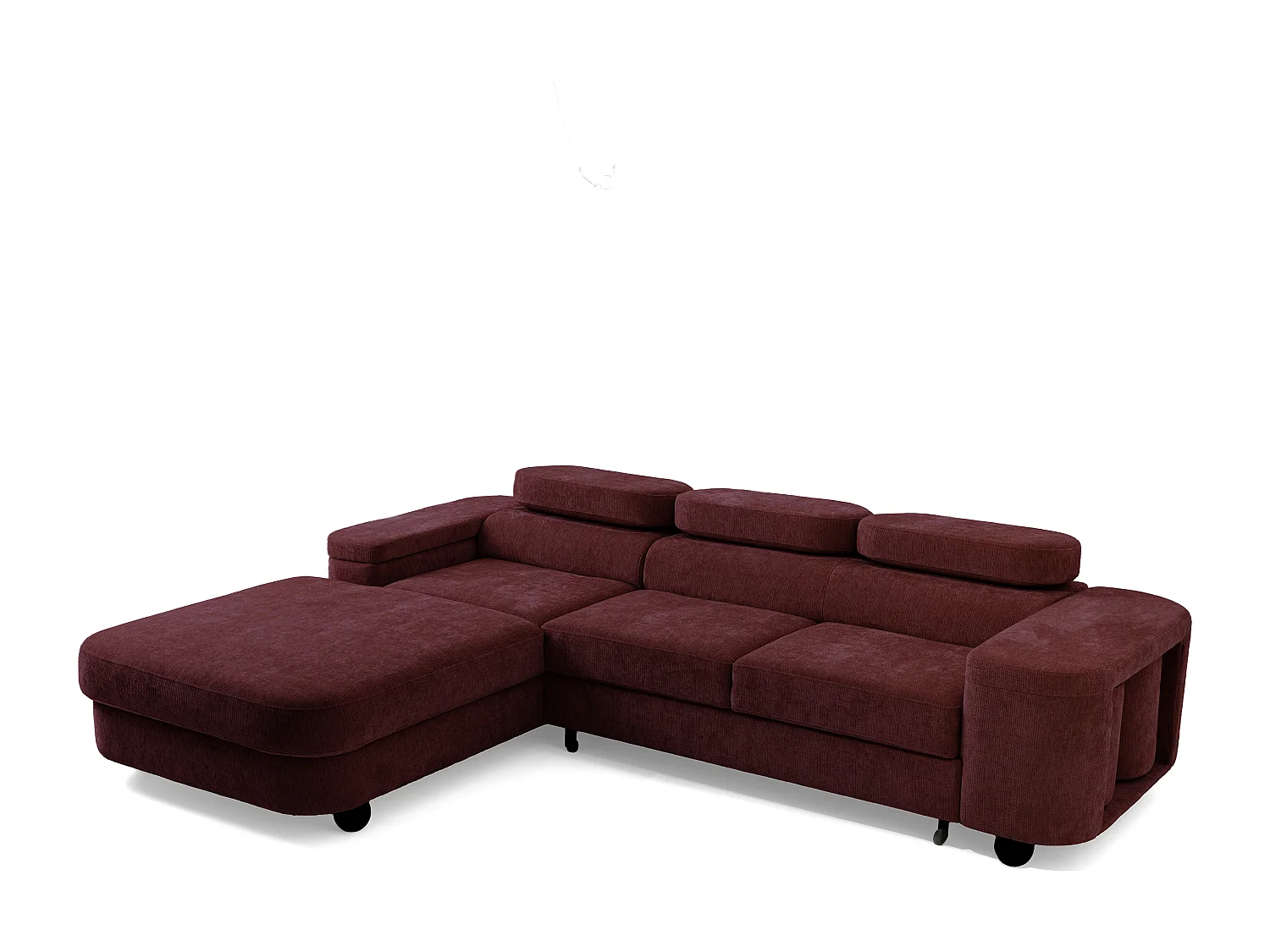 Canapé d'angle LOVE L Gauche avec fonction couchage 124x210 Chenille Bordeaux