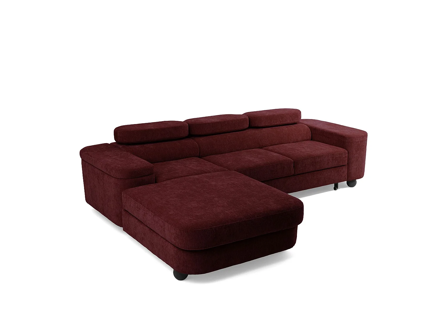 Ecksofa LOVE L links mit Schlaffunktion 124x210 Chenille bordeaux